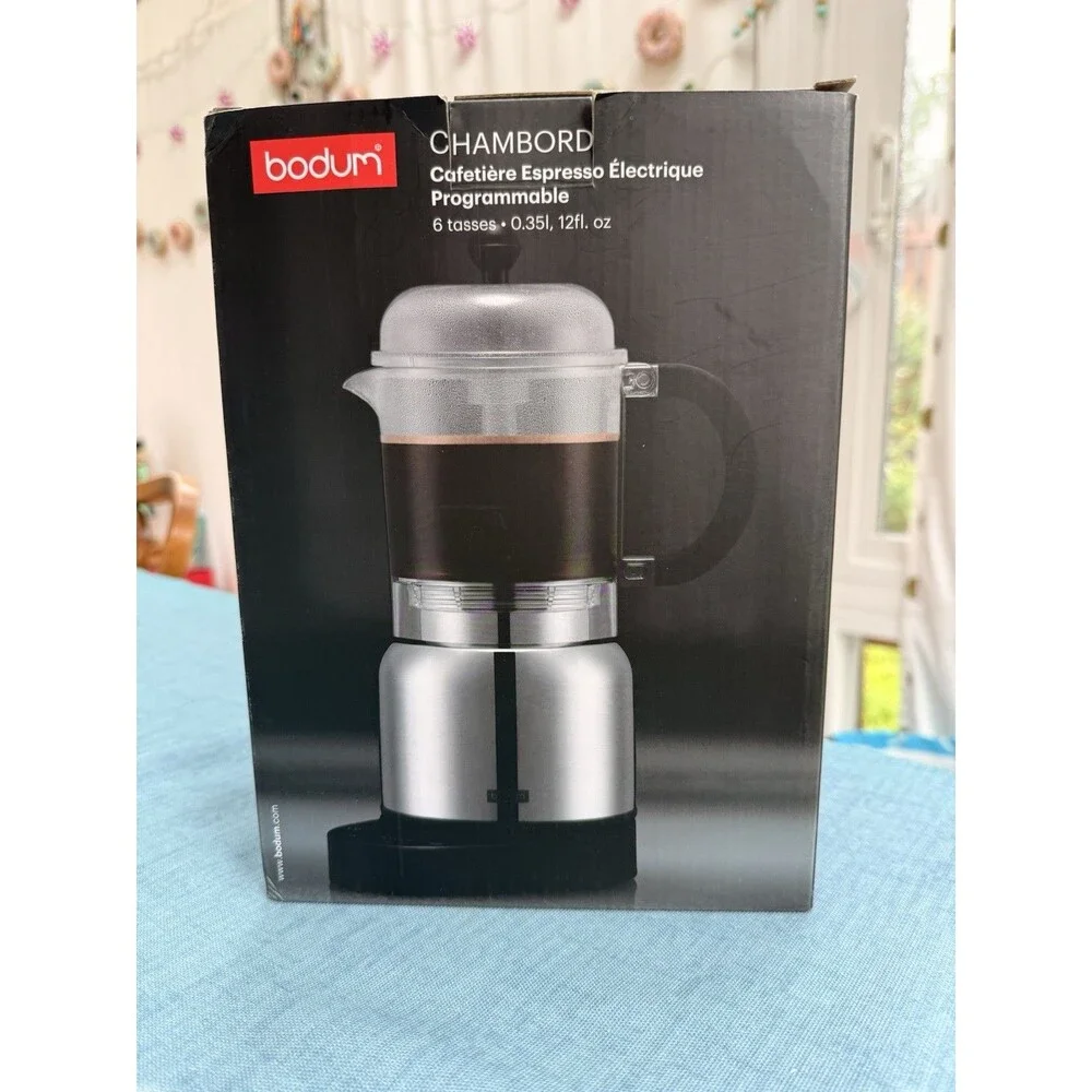 Bodum CHAMBORD 6-Cup Programmable Automatic Espresso Maker 12099-16TG Used Once